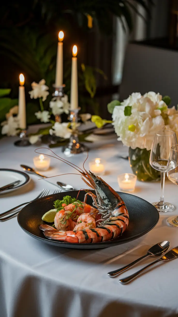 Luxurious Single Shrimp Dinner Setting