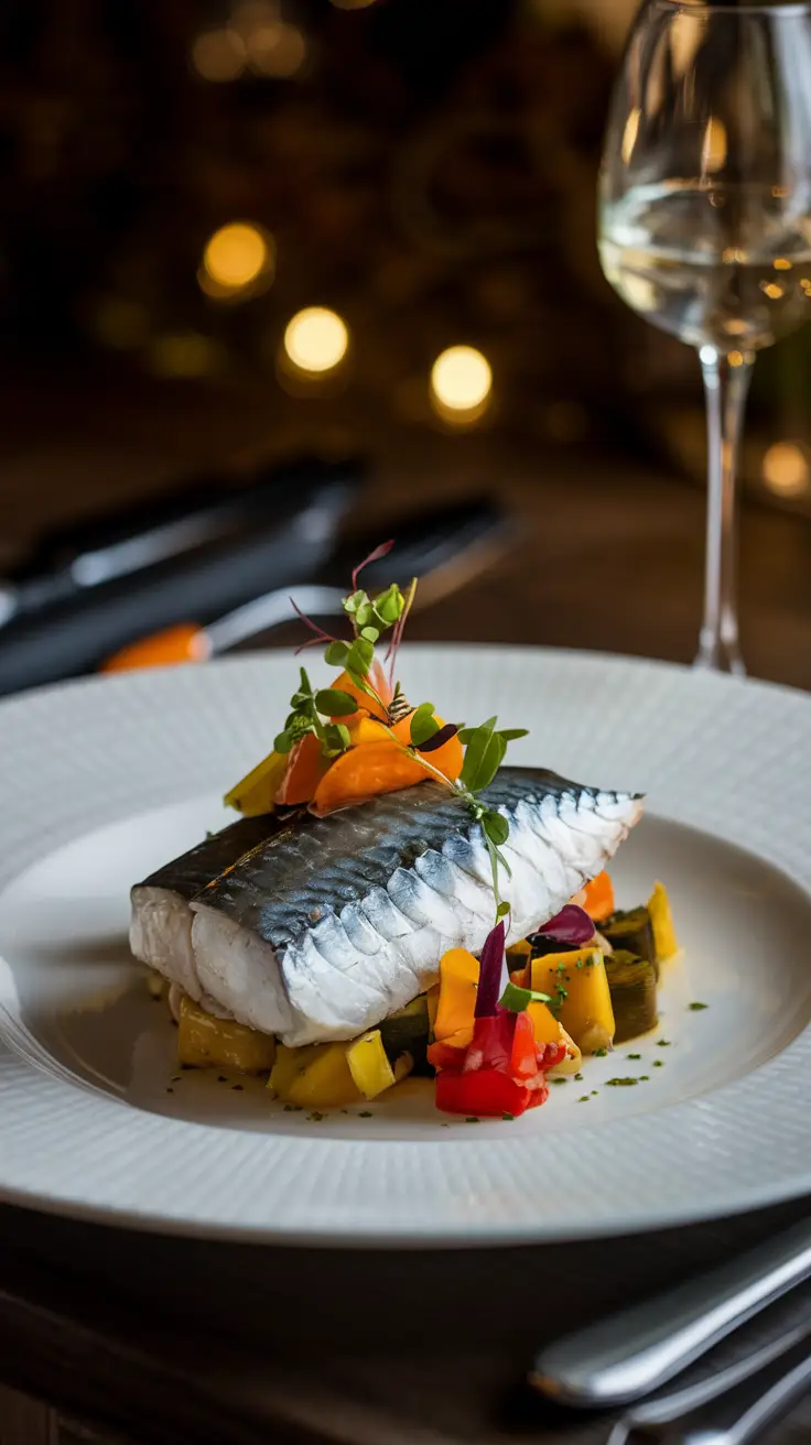 Coocked Mackerel Dish with Vegetables