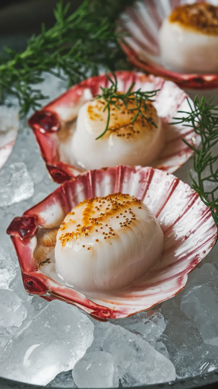 Close-Up of Raw Hokkaido Scallops