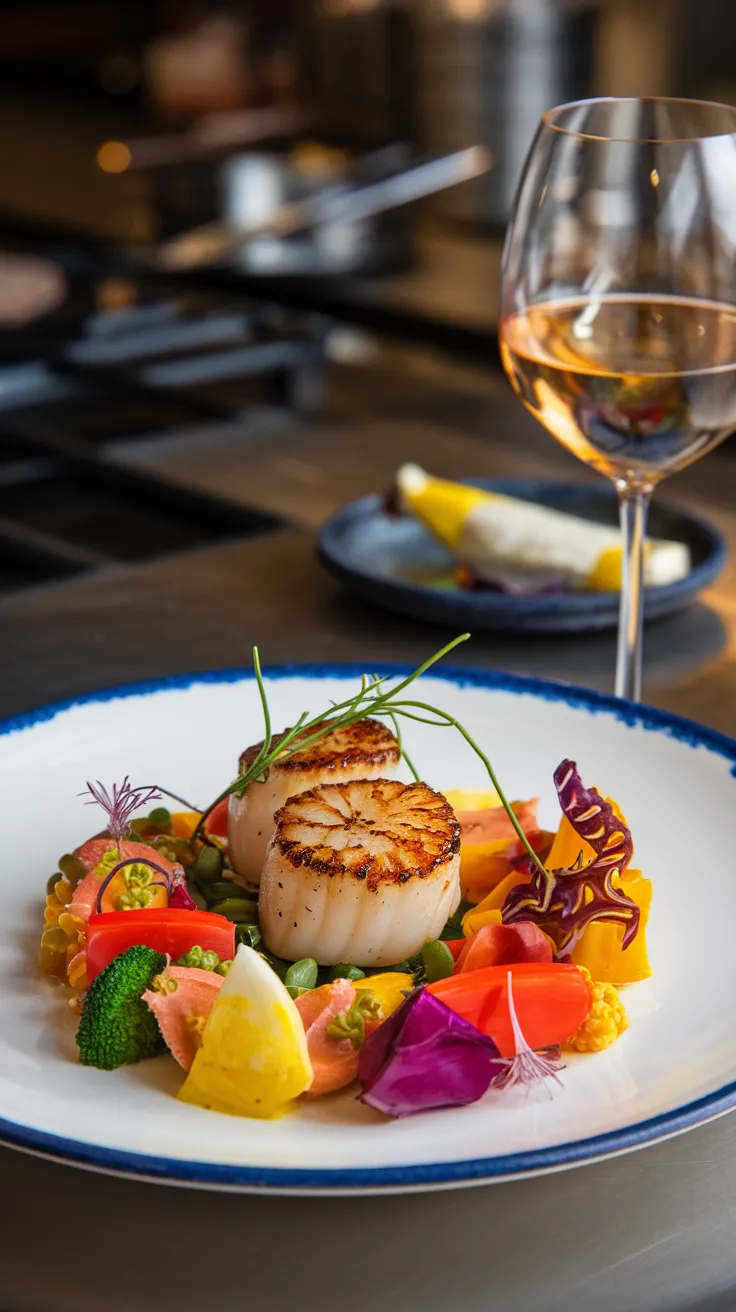 Entire Scallop Dish in a Gourmet Kitchen