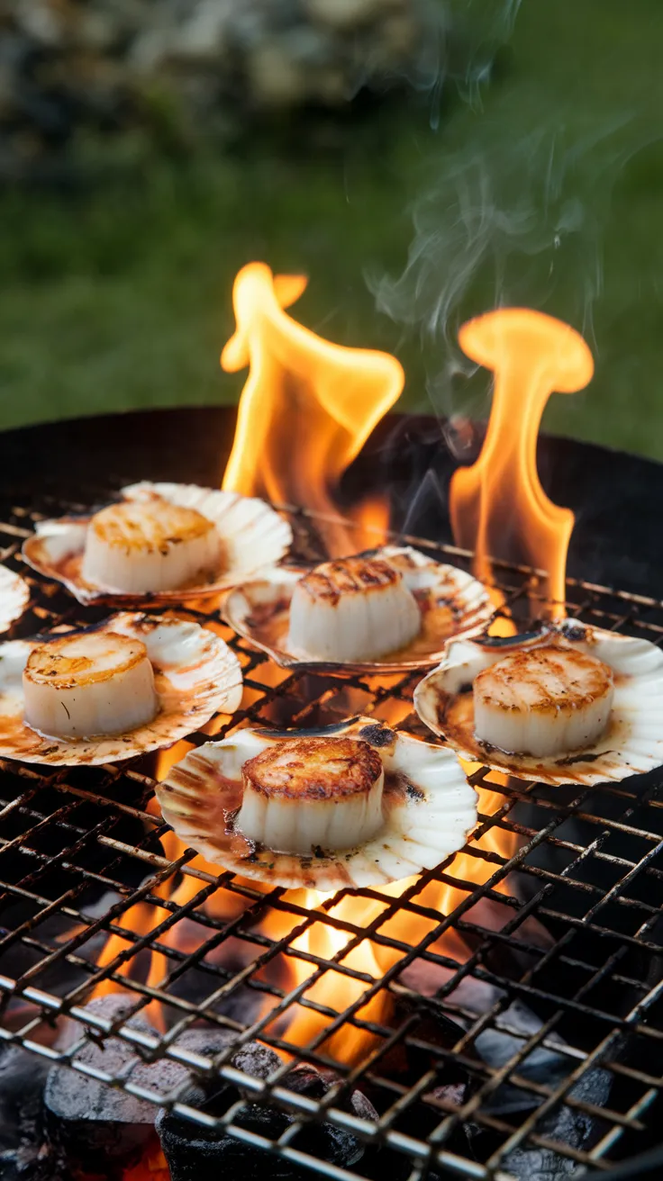 Grilled Hokkaido Scallops on Barbecue