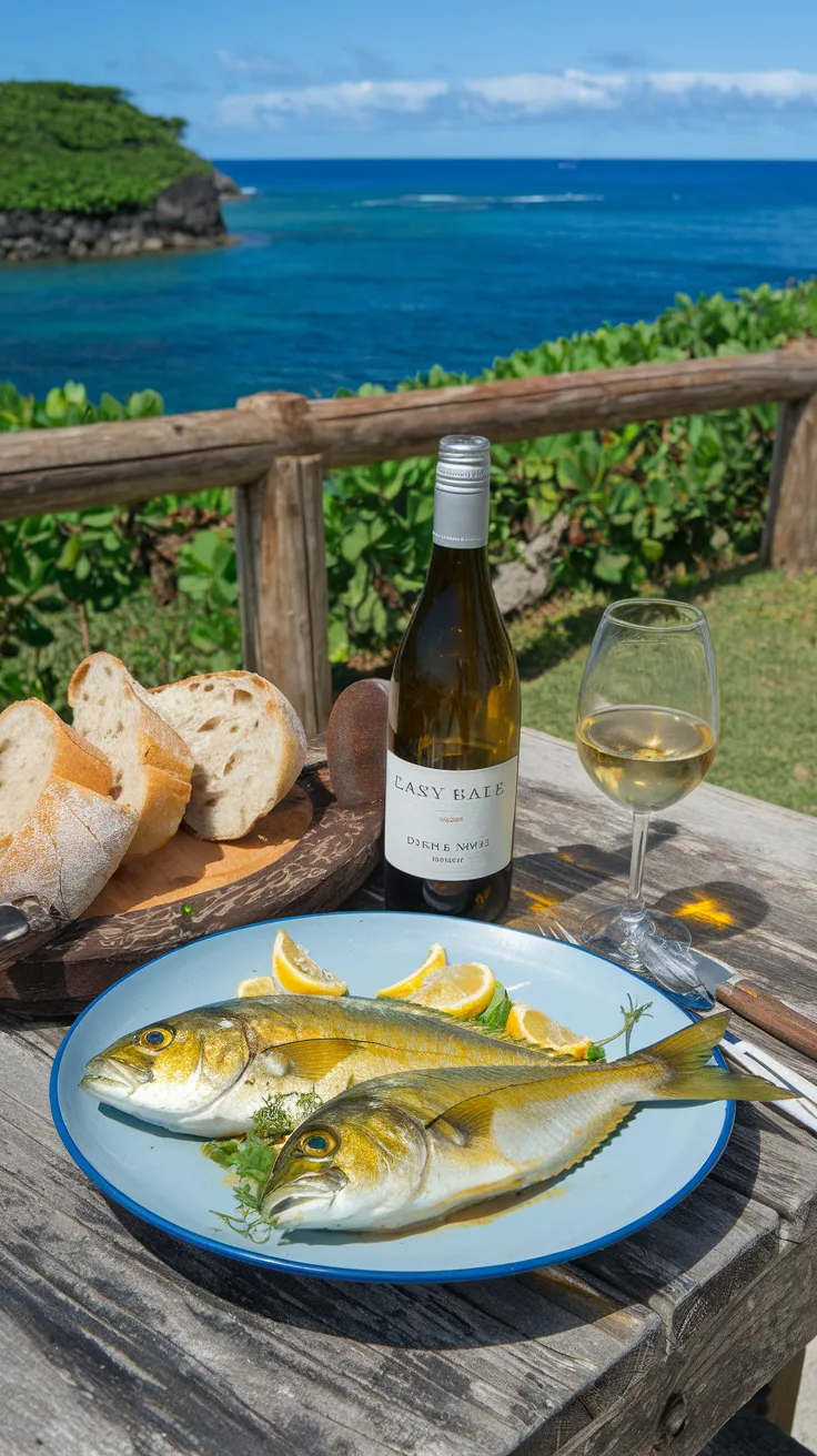 Tasty fried fish with Ocean View Setting